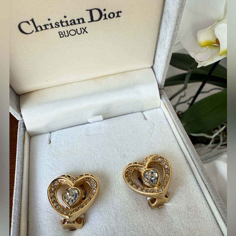 LOT 1665 18K gold plated Christian Dior vintage clip on earrings - Picture 5 of 5